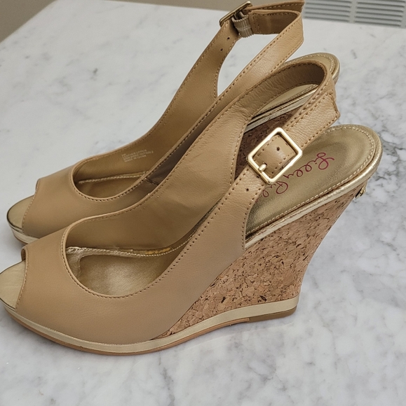 Lilly Pulitzer Krisie gold Cork Wedge Sandal Womens size 9 - Picture 2 of 6